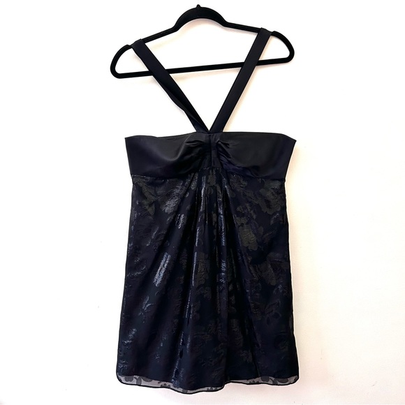 Tibi black Daisy jacquard silk blend halter strap dress size 10 - Picture 1 of 10